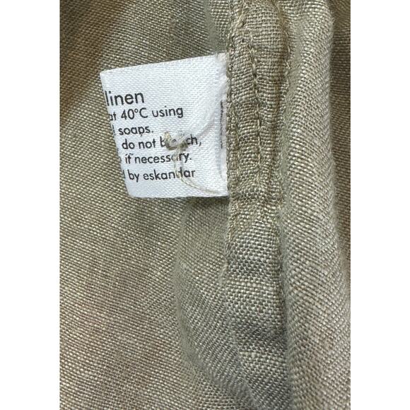 Eskandar Shirt Sz 0 Oatmeal Linen Mandarin Stand Collar Longer Back Blouse Top - Picture 10 of 11